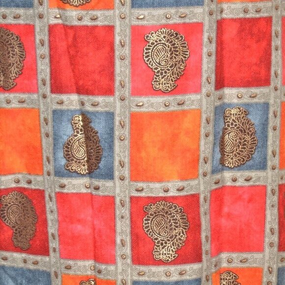 Panchi Indian Pakistani Kurta Tunic Dress 3/4 Sleeve Size M Color Block Flannel - Picture 9 of 11